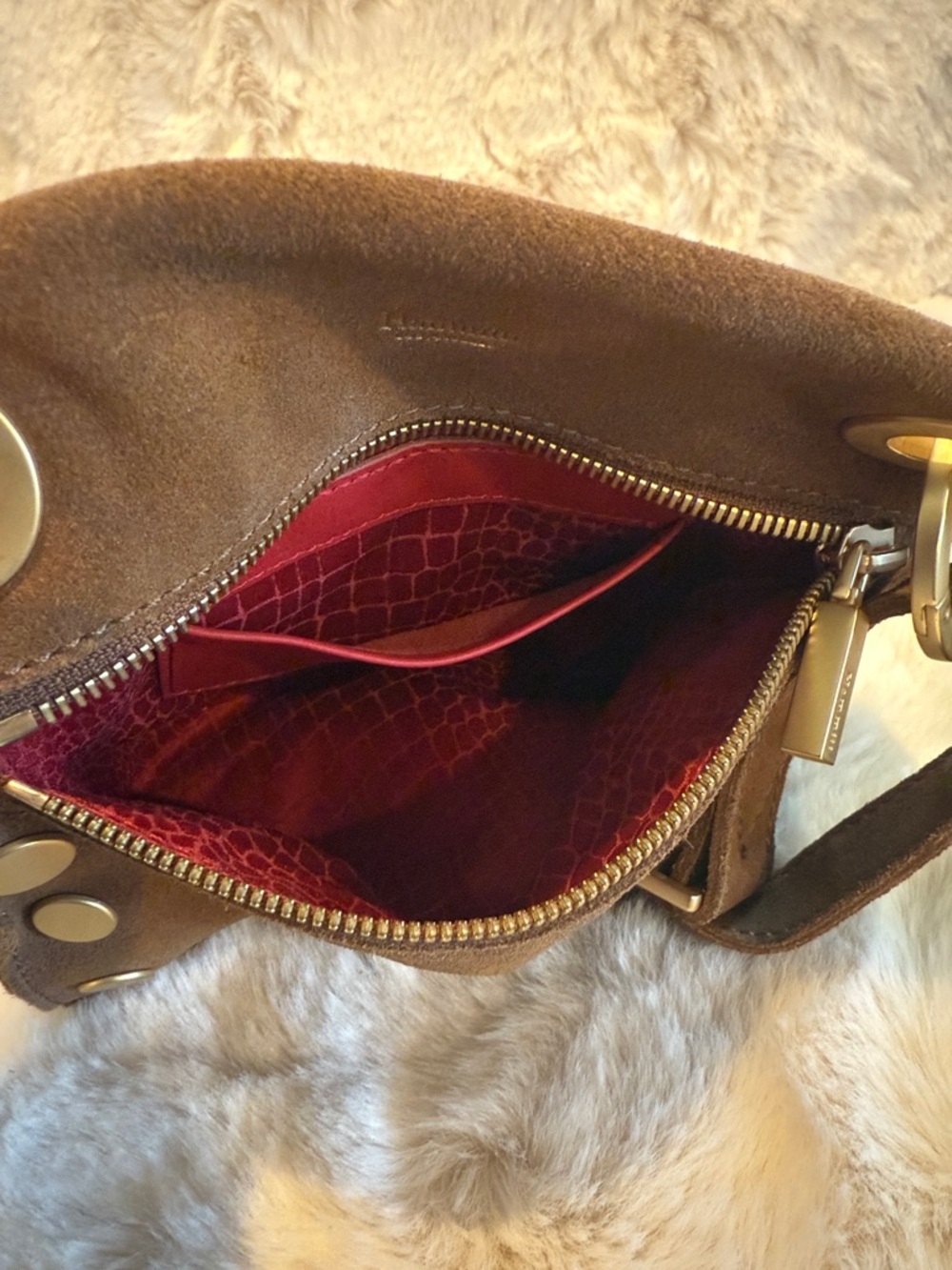 Hammitt Brown Suede Crossbody with Gold Studs and Grommets - Picture 7 of 7
